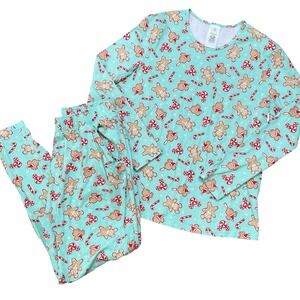 Disney Store Mickey Mouse & Friends Mint Holiday Pajama L Gingerbread Candy Cane